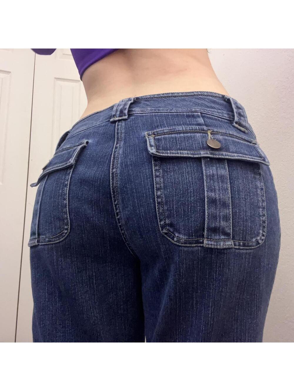 vintage straight leg jeans with cargo pockets